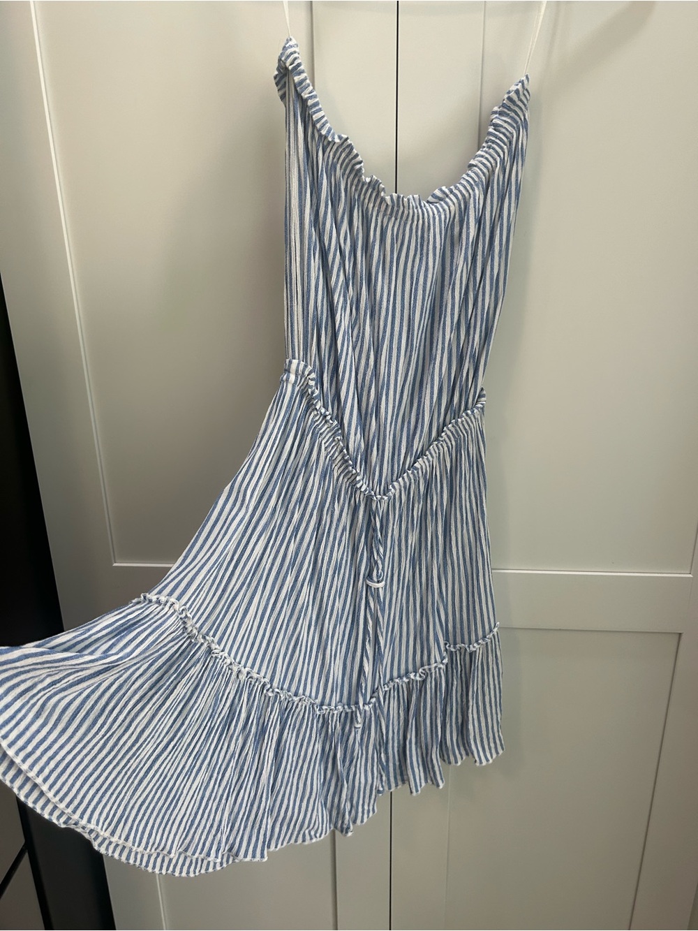Elan Blue and White Striped High-Low Sundress